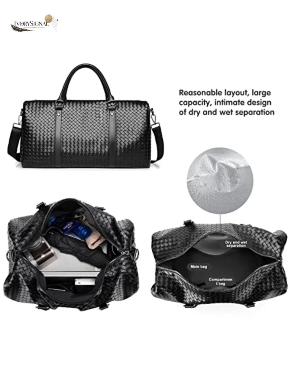 PU Leather Travel Duffle Bag Men's Weekender Carry On Overnight Gym